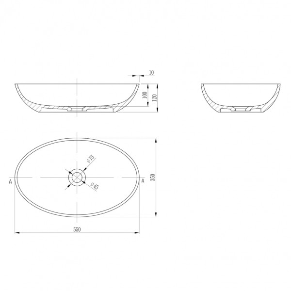 Раковина накладная Stein (белый матовый)