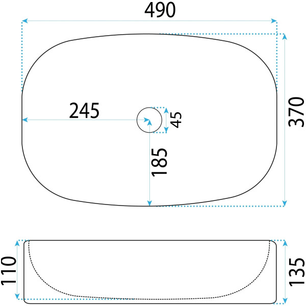 Раковина накладная REA Frej white 51x39,5x14 белая (REA-U6616)