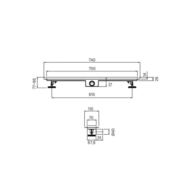Душевой лоток Iddis Level 700 мм горизонтальный выпуск комб. затвор перфор. решетка хром (975A7SB10DZ)