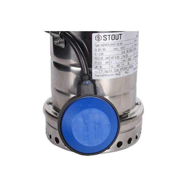 Насос дренажный Stout с поплавком, кабель 10 м, 230V, Q=150 л/мин, H=8 м SPD-0001-200250 Насос дренажный Stout с поплавком, кабель 10 м, 230V, Q=150 л/мин, H=8 м SPD-0001-200250