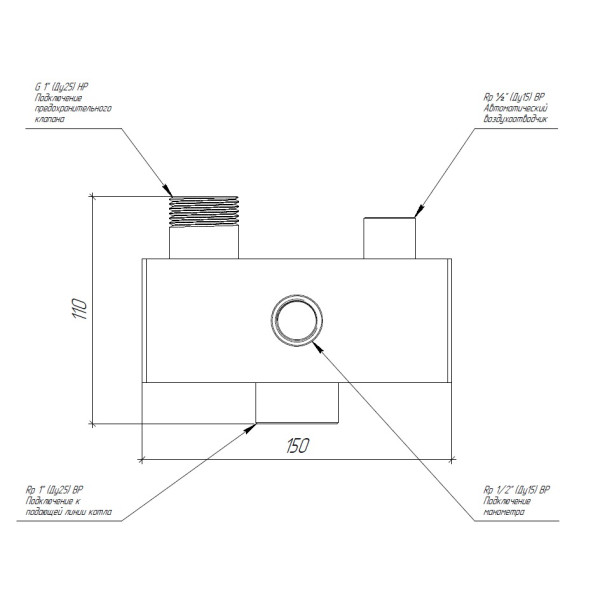 Основание группы безопасности котла до 200 кВт Gidruss BSGSS-200.BASIS (нерж. сталь AISI 304) (BS 25A0B 20)