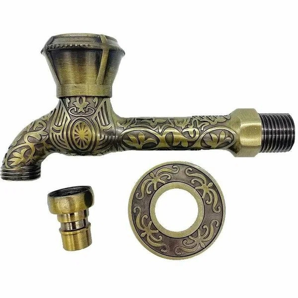 Кран вентильный сливной 1/2" со штуцером Vieir (длинный, декор бронза) (VR323)