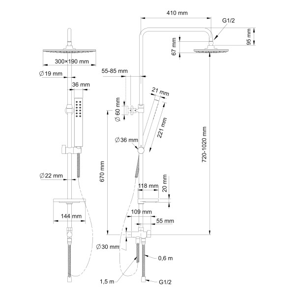 Душевой гарнитур Swedbe Calypso хром (5071)
