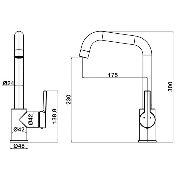 Смеситель для кухни Swedbe Diana хром (1041) Смеситель для кухни Swedbe Diana хром (1041)