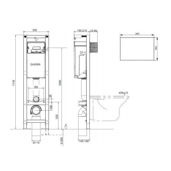 Инсталляция для унитаза с клавишей Oli Quadra хром глянцевый (09262 Q)