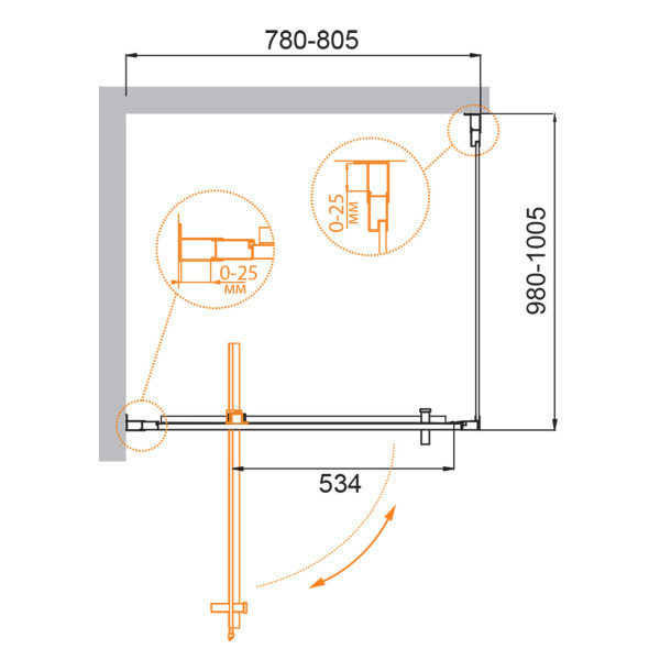 Душевой уголок Cezares Molveno 80x100x195 стекло прозрачное, профиль хром (MOLVENO-AH-1-80/100-C-Cr-IV)