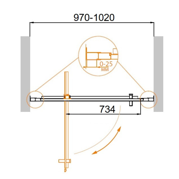 Душевая дверь Cezares Molveno 100x195 стекло прозрачное, профиль хром (MOLVENO-BA-1-100-C-Cr-IV)
