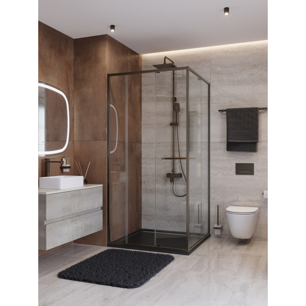 Душевой уголок Cezares Lux 100x80x195 стекло прозрачное, профиль оружейная сталь (LUX-AH-FS-11-100/80-C-GM)