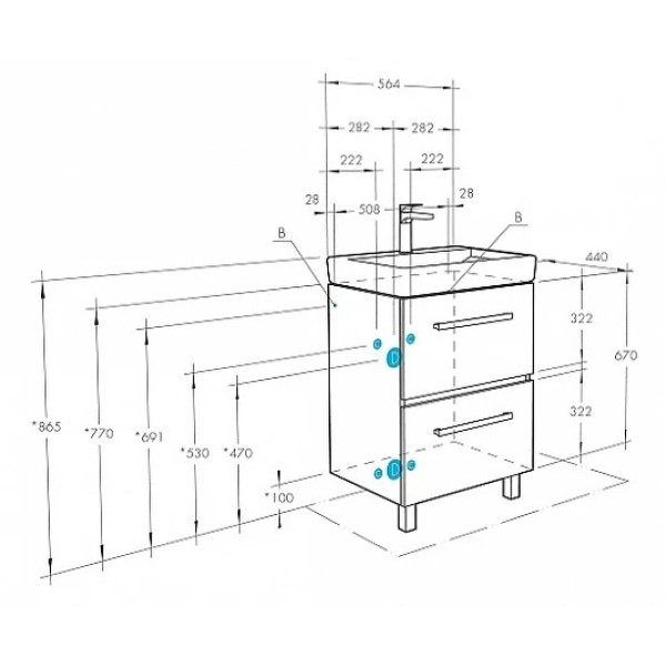 Тумба-умывальник Aquaton Ронда 60/1WH302082 Умывальник Тигода 60 (1A2050K1RSC20)