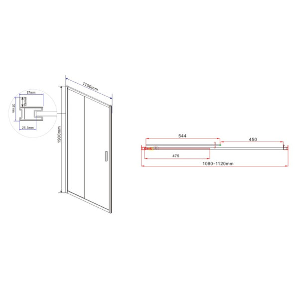 Душевая дверь Vincea Garda VDS-1G 1100х1900 стекло прозрачное, профиль хром (VDS-1G110CL)