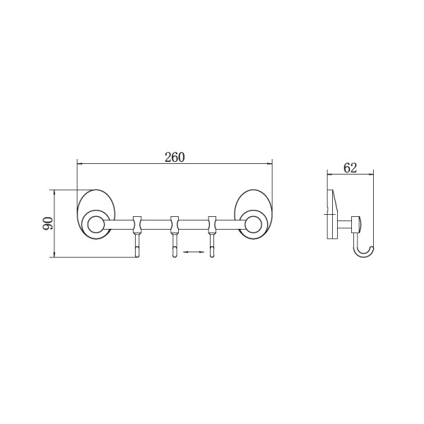 Вешалка Fashun 3 крючка подвижные хром (A1615-3)
