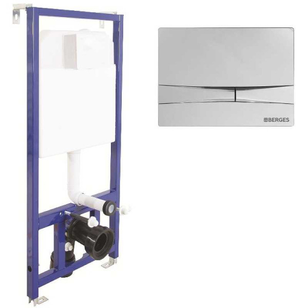 Инсталляция для подвесного унитаза Berges NOVUM F3 с клавишей (040253) хром глянец