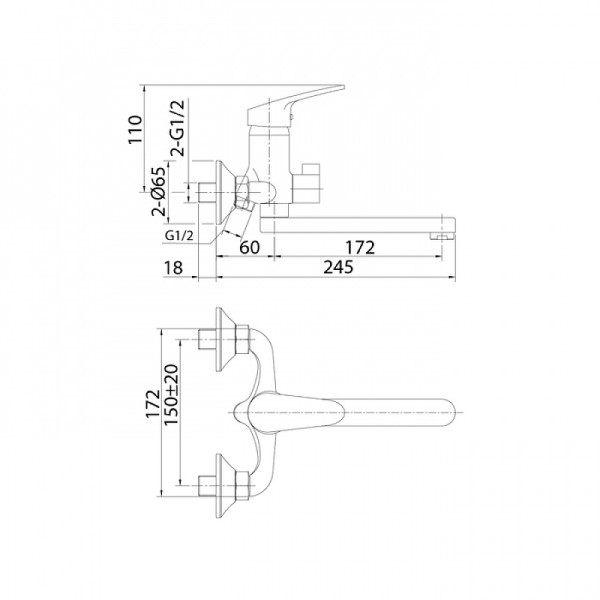 Смеситель для ванны и душа Milardo Simp с душевым комплектом, хром (SIMSB02M02) Смеситель для ванны и душа Milardo Simp с душевым комплектом, хром (SIMSB02M02)