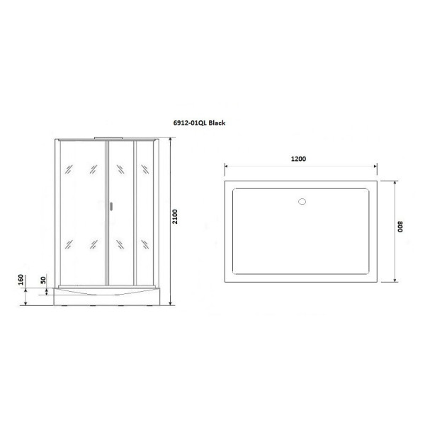 Душевая кабина Niagara Premium 1200*800*2100 стекло прозрачное, профиль черный (NG-6912-01QL BLACK)