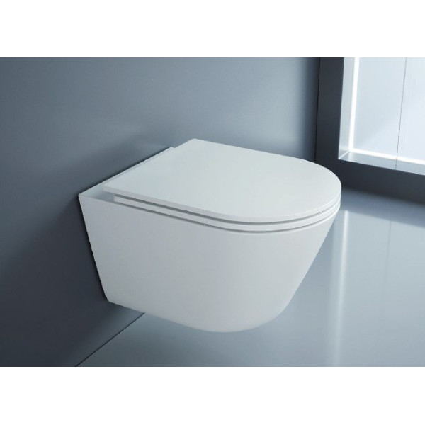 Унитаз подвесной Cezares Liner безободковый с системой смыва "Торнадо", с сиденьем soft close, 53 см (CZR-3808-53-TH-TOR/SC)