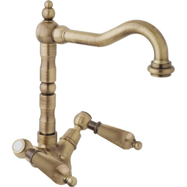 Смеситель для раковины Cezares First бронзовый, ручка рычаг - белый (FIRST-LS2-02-M)