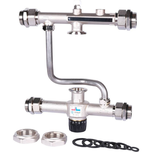 Насосно-смесительный узел с термостатическим клапаном Stout без насоса (SDG-0120-007000) Насосно-смесительный узел с термостатическим клапаном Stout без насоса (SDG-0120-007000)