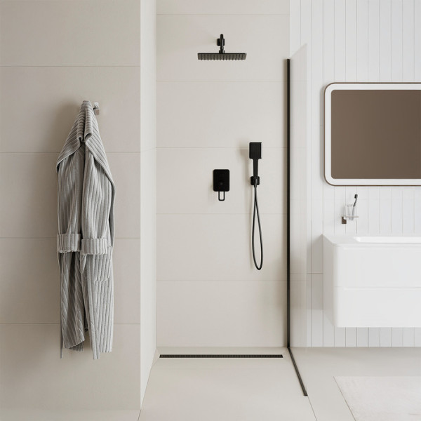 Лоток душевой 800 мм сифон 360 комбинированный затвор перфорированная решетка черный Iddis (975B8BL20DZ)