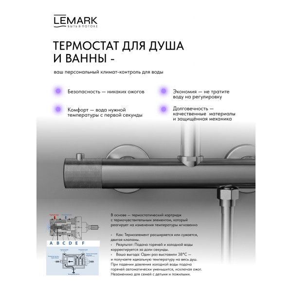 Смеситель для ванны и душа Lemark Beluga с душевым комплектом графит (LMF-8042B-GM)