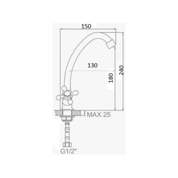 Смеситель для кухни Dlin хром (D153810-G)