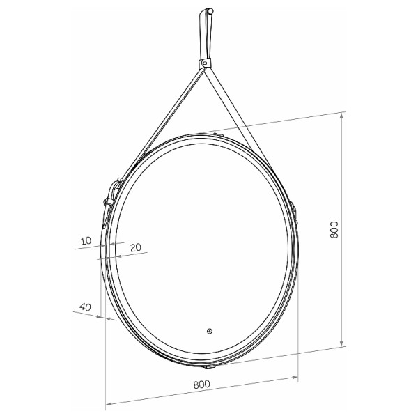 Зеркало с подсветкой Континент Millenium Brown Led D 800 на ремне из натуральной кожи коричневого цвета (ЗЛП1378)