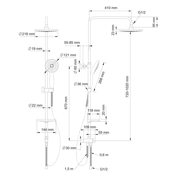 Душевой гарнитур Swedbe Calypso хром (5007)