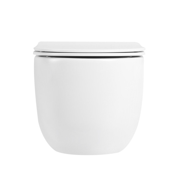 Унитаз подвесной Abber Bequem матовый, безободковый, смыв торнадо белый (AC1104TMW)