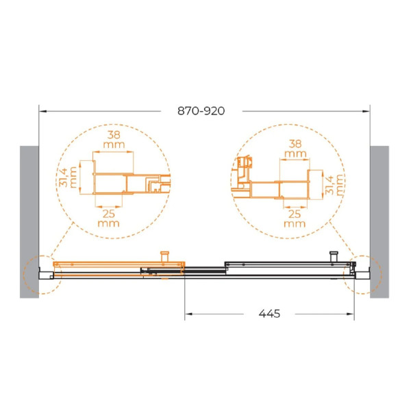Душевая дверь Cezares Molveno 90x195 стекло прозрачное, профиль хром (MOLVENO-BF-3-90-C-Cr-IV)