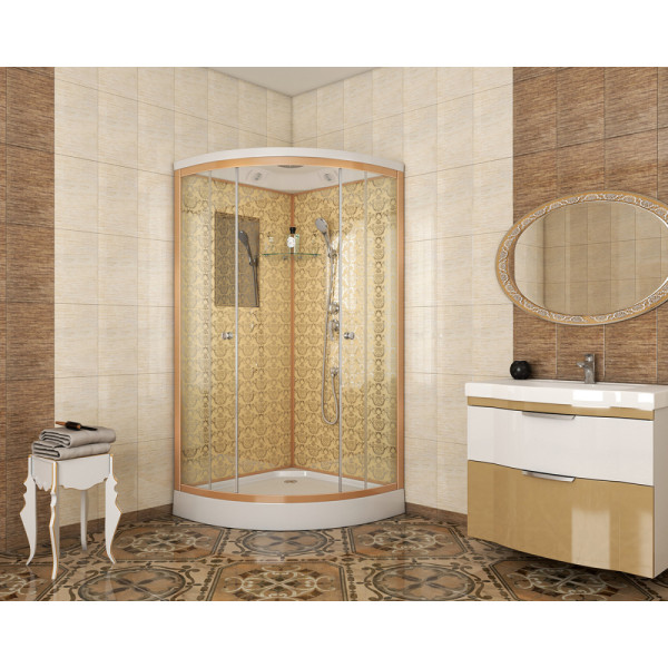 Душевая кабина Luxe 100x100 стекло прозрачное, профиль Золото (NG-7702G) Душевая кабина Luxe 100x100 стекло прозрачное, профиль Золото (NG-7702G)