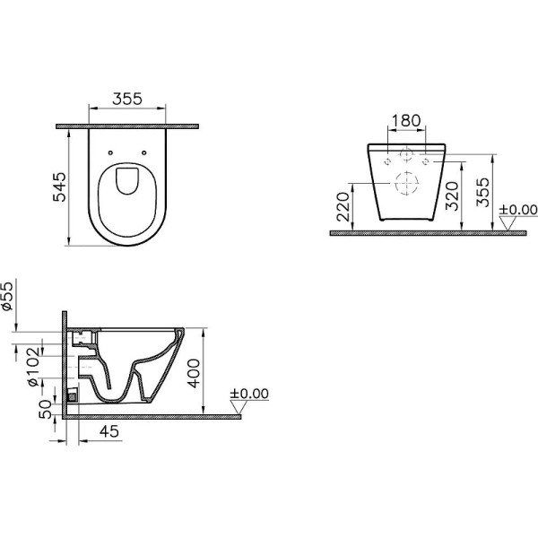 Комплект унитаз с инсталляцией Vitra Integra Round L-box матовый хром (9004B003-7202)