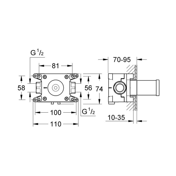 Встраиваемая часть для душевого шланга Grohe (35034000)