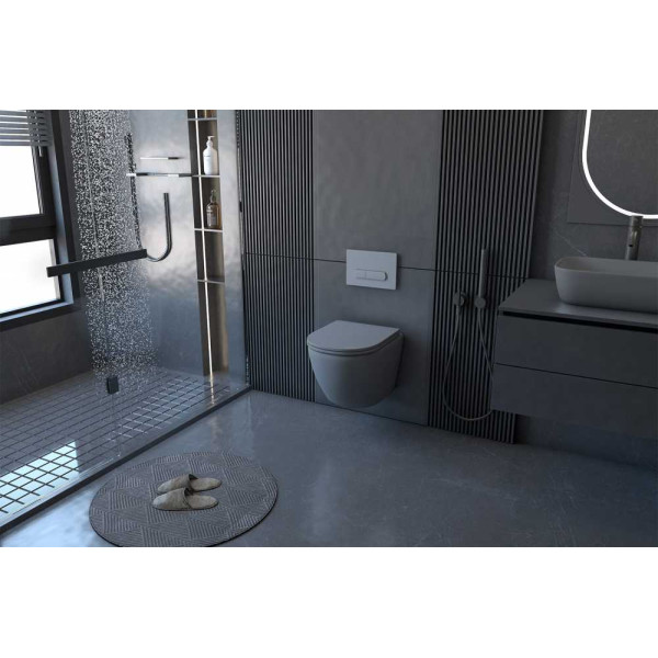 Унитаз подвесной Abber Bequem безободковый, серый матовый (AC1101MG)