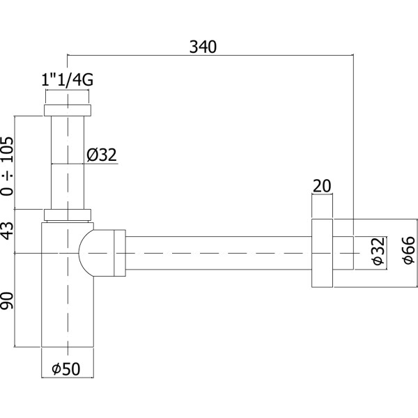 Сифон для раковины Paffoni Minimal 1"1/4 черный (ZACC240NO)