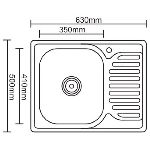 Мойка врезная Ledeme 630x500x180 (0.8мм) выпуск 3 1/2" глянцевая (L96350)