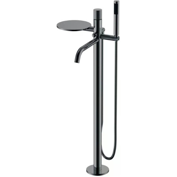 Смеситель напольный Boheme Stick графит с душевым комплектом (129-SGM.4)