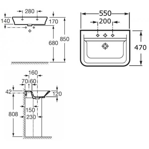 Раковина подвесная Roca Gap 55х47 (327475000)