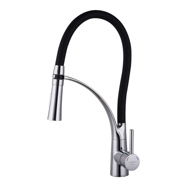 Смеситель для кухни Melodia della vita Perfetto с гибким изливом, хром (MDV30206Black)