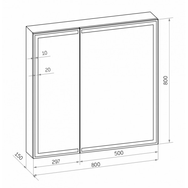 Шкаф зеркальный Континент Mirror Box black Led 800х800 (МВК052)