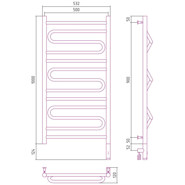 Полотенцесушитель электрический Сунержа Элегия 3.0 1000x500 МЭМ правый, золотой (03-5819-1050) Полотенцесушитель электрический Сунержа Элегия 3.0 1000x500 МЭМ правый, золотой (03-5819-1050)