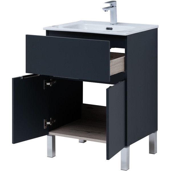 Тумба напольная Aquanet Алвита New 60 1 ящик, 2 дверцы, антрацит (00277547)