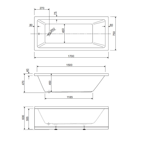 Ванна акриловая Cezares Plane Solo 170x75x60 белый (PLANE SOLO-170-75-45-W37) Ванна акриловая Cezares Plane Solo 170x75x60 белый (PLANE SOLO-170-75-45-W37)