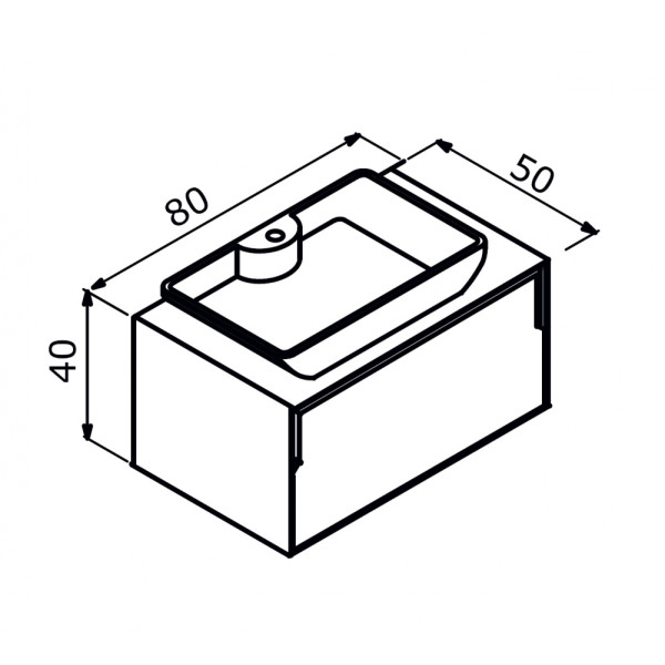 Тумба подвесная Orka Craft 800x500x400 с раковиной орех/антрацит (5003987)