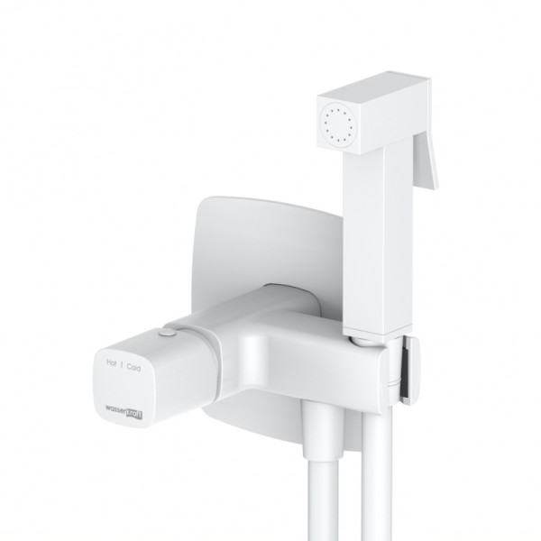 Смеситель с гигиеническим душем встраиваемый WasserKRAFT белый матовый (9538)