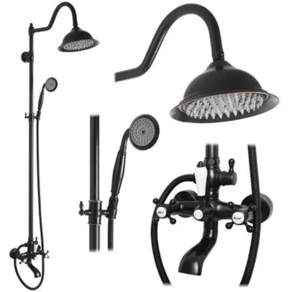 Душевая система с изливом Rea Bergamo Antique black (REA-P5001)