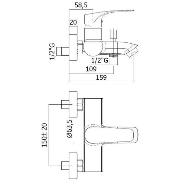 Смеситель для ванны и душа Paffoni Lime хром (LM022CR)