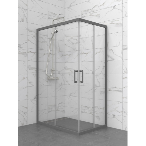 Душевой уголок Triton Фикс-графит 120x80  стекло прозрачное, профиль графит (DK461)