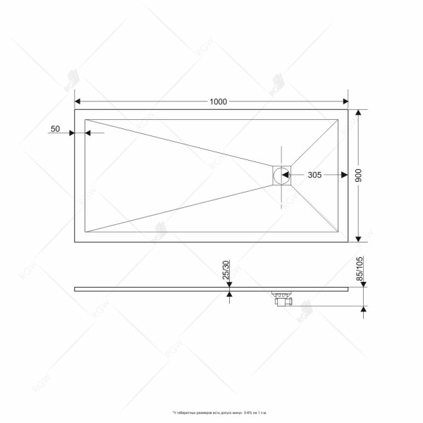 Душевой поддон RGW Stone Tray ST-W 90x100 белый (16152910-01)