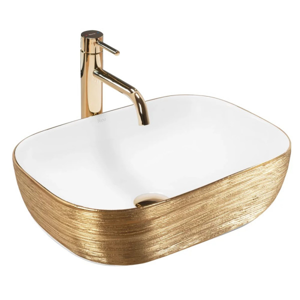 Раковина накладная Rea Belinda 46,5x33 белый/золото матовое (REA-U7422) Раковина накладная Rea Belinda 46,5x33 белый/золото матовое (REA-U7422)