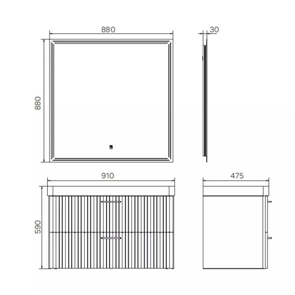 Тумба подвесная с раковиной Comforty Ангара 900x475x590 дуб темно-коричневый (00-00021037)