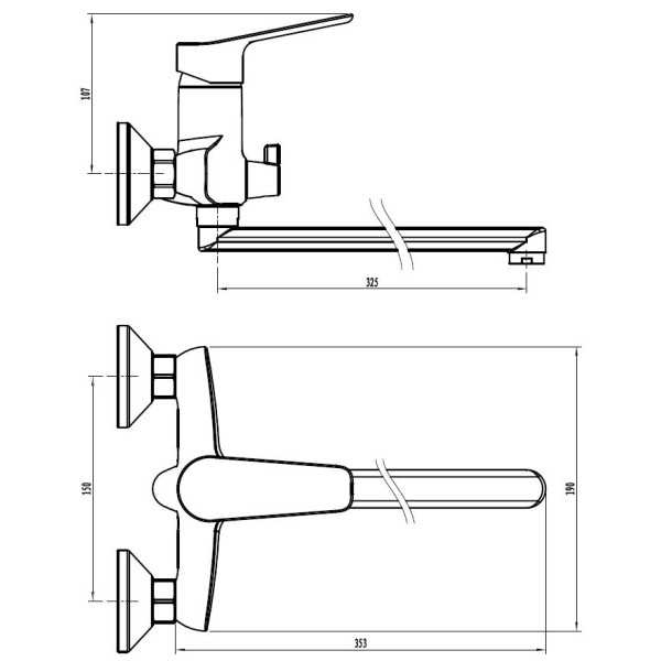 Смеситель для ванны и душа Voda Storm хром (STO31)